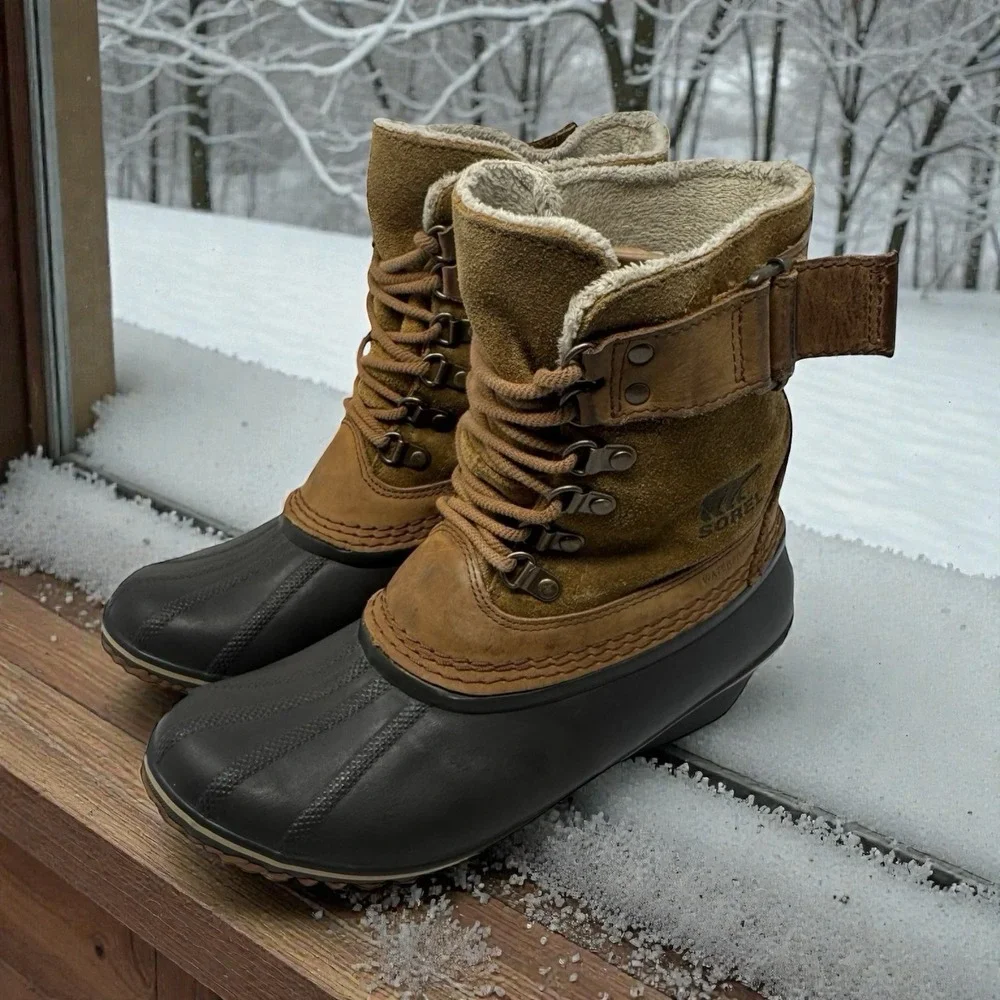 SOREL❄️Winter 🤑Fancy Lace Duck Boot Gorpcore Waterproof‎ ChunkyY2K  🤎Grunge8.5